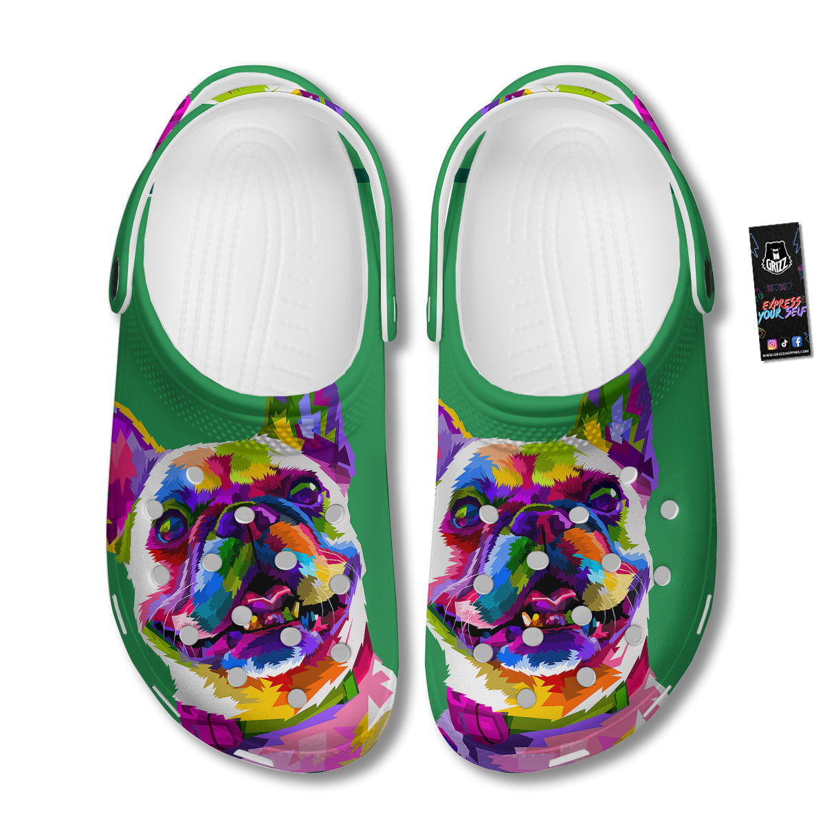 French Bulldog Coloful Print Clog-grizzshop