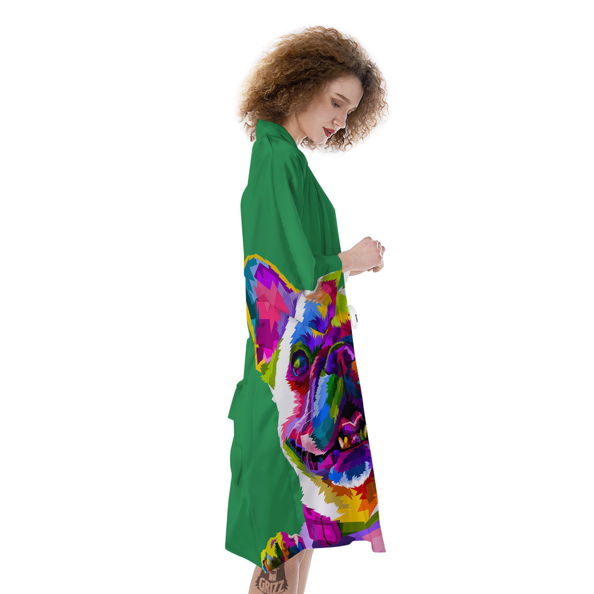 French Bulldog Coloful Print Kimono-grizzshop