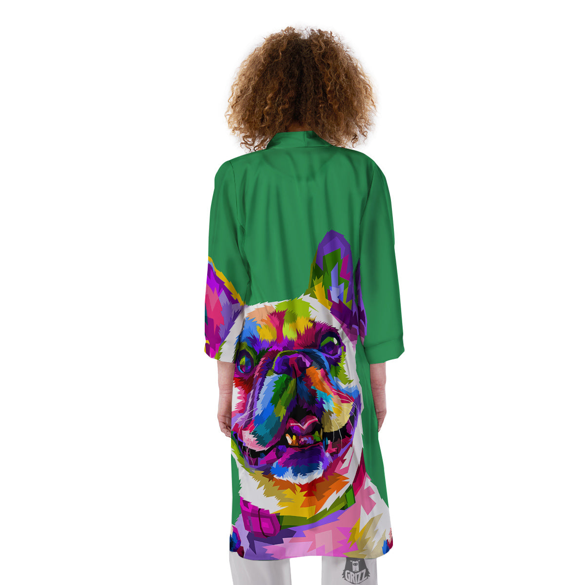 French Bulldog Coloful Print Kimono-grizzshop
