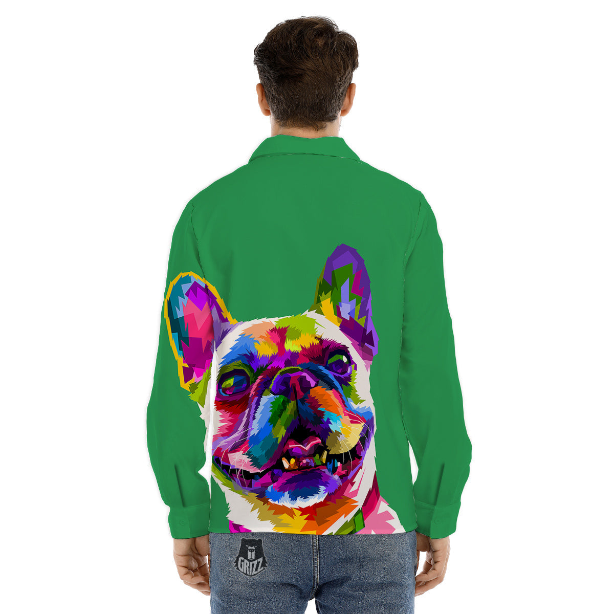 French Bulldog Coloful Print Men's Dress Shirts-grizzshop