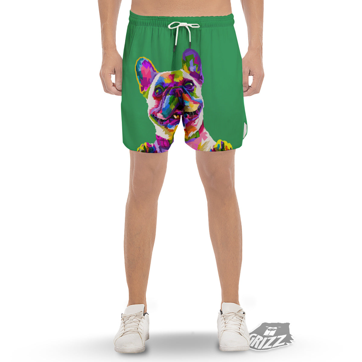 French Bulldog Coloful Print Men's Gym Shorts-grizzshop
