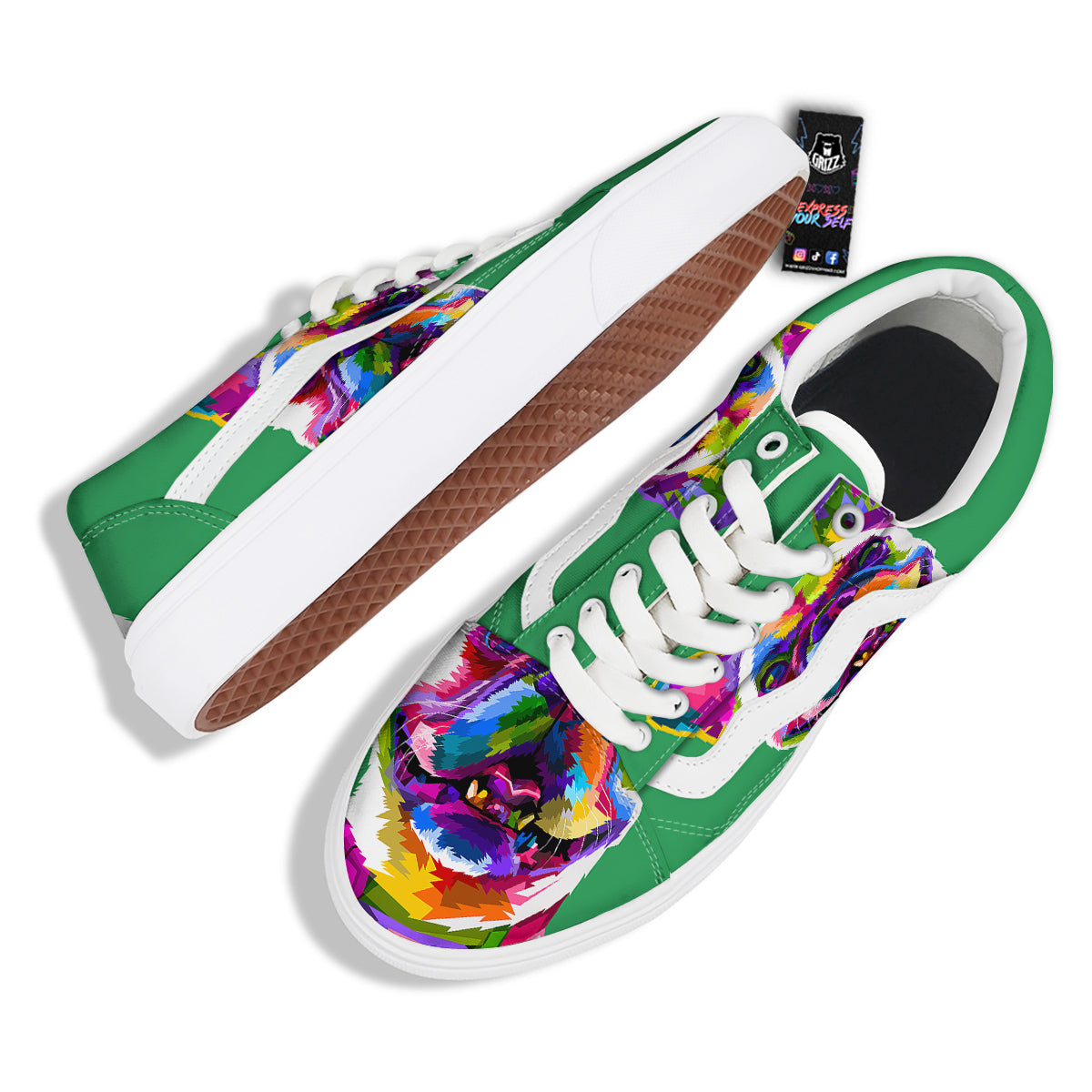 French Bulldog Coloful Print Skate Shoes-grizzshop