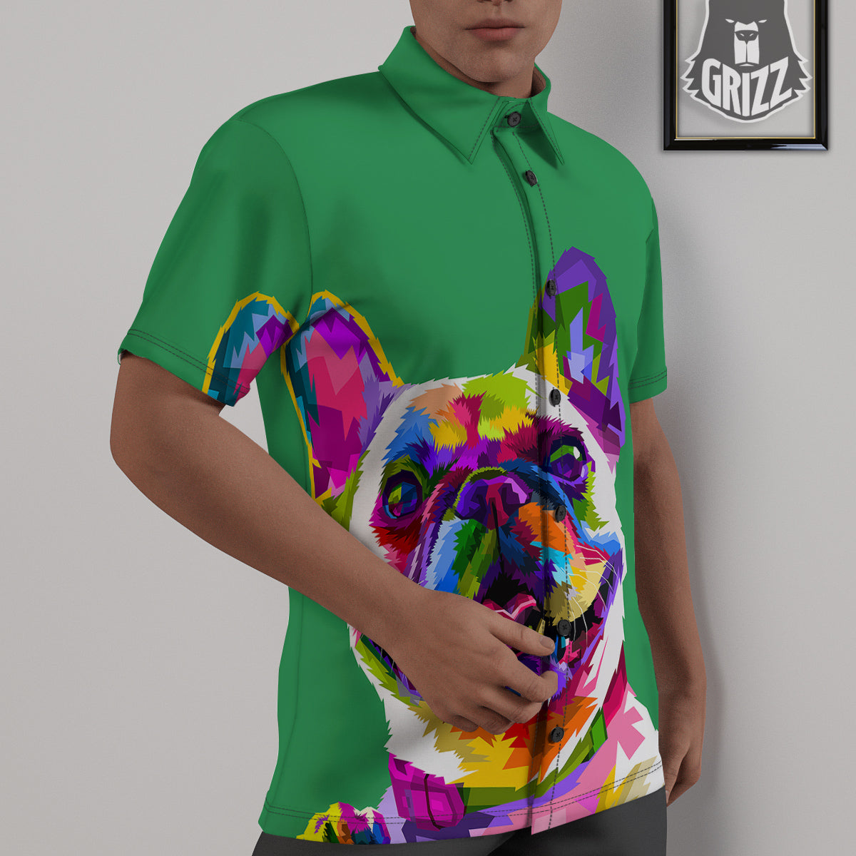 French Bulldog Coloful Print Untucked Shirts-grizzshop