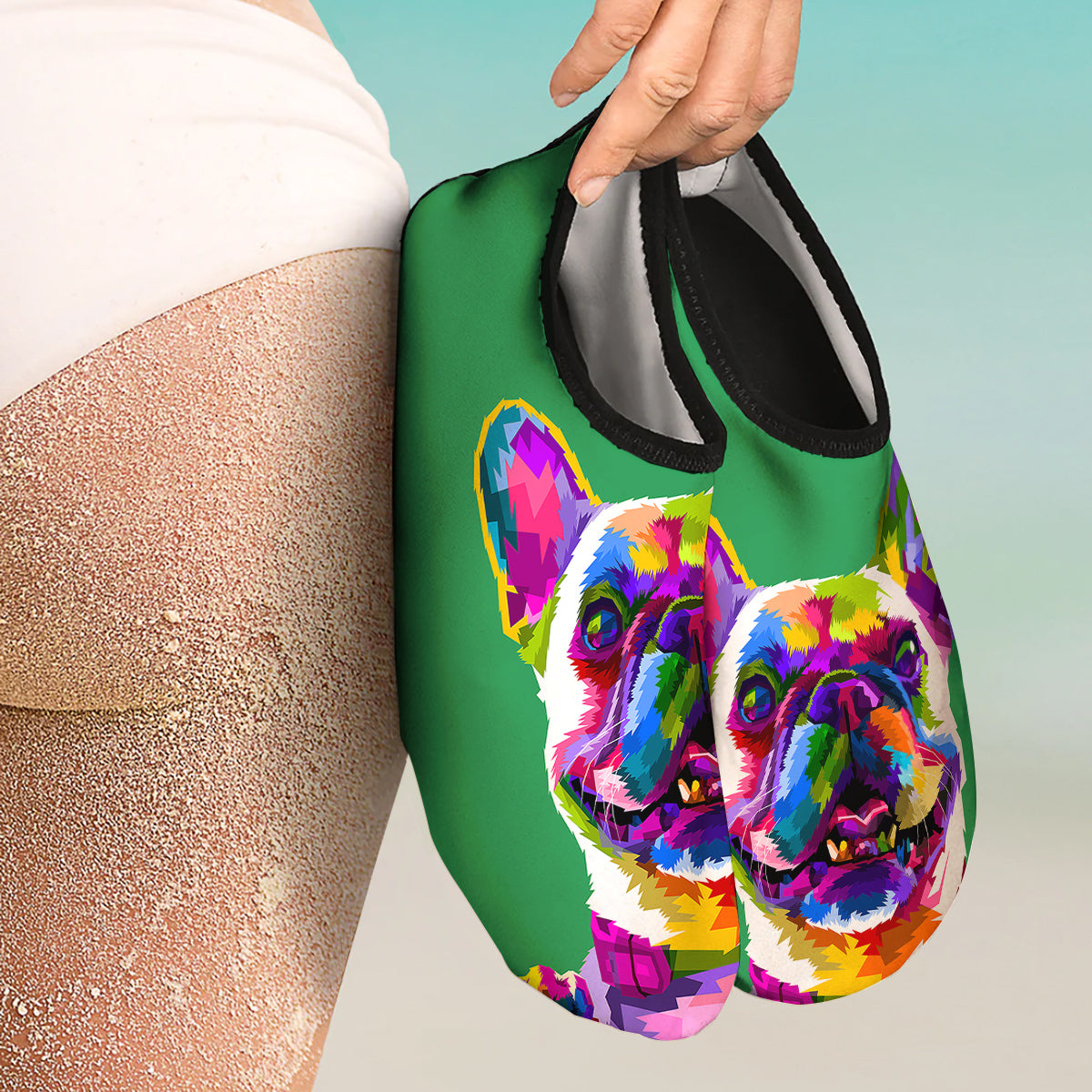 French Bulldog Coloful Print Water Shoes-grizzshop