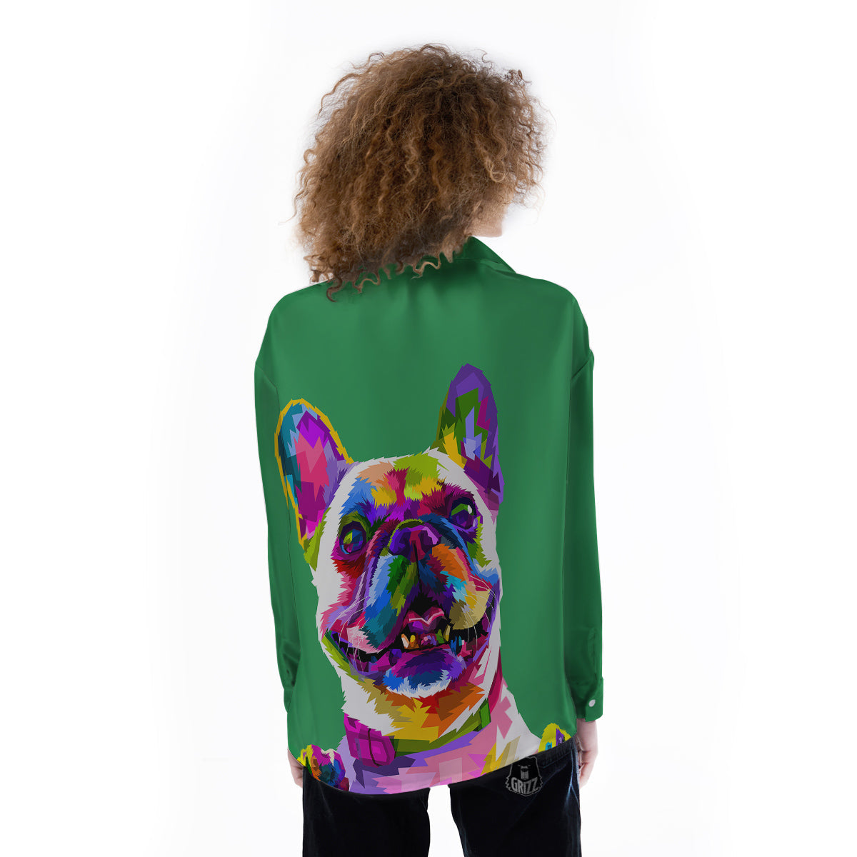 French Bulldog Coloful Print Women's Long Sleeve Shirts-grizzshop