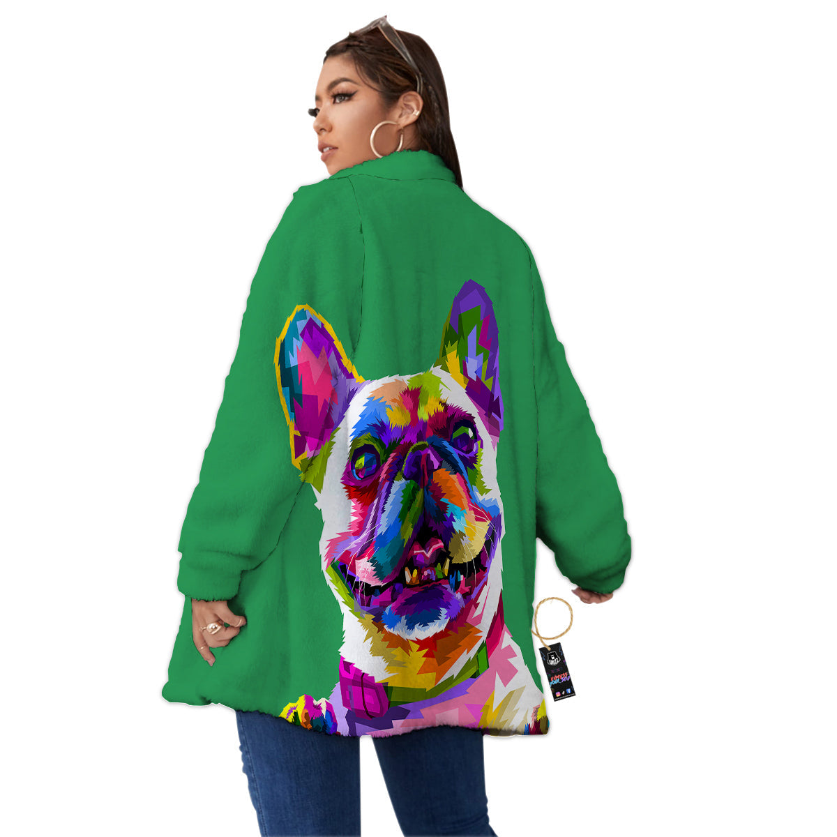 French Bulldog Coloful Print Women's Sherpa Jacket-grizzshop