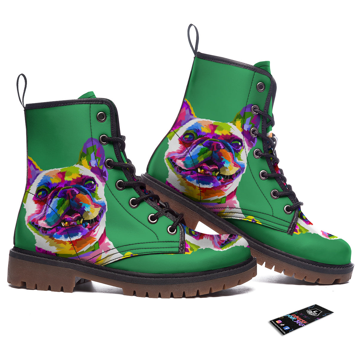 French Bulldog Coloful Print Work Boots-grizzshop