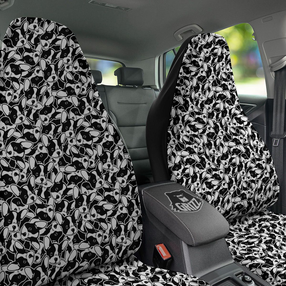 French Bulldog Faces Print Pattern Car Seat Covers-grizzshop