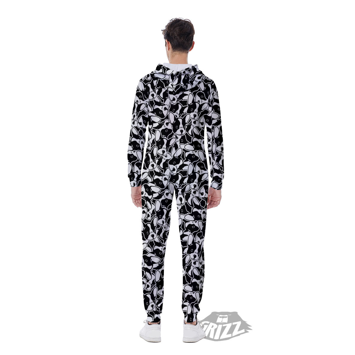 French Bulldog Faces Print Pattern Men's Jumpsuit-grizzshop