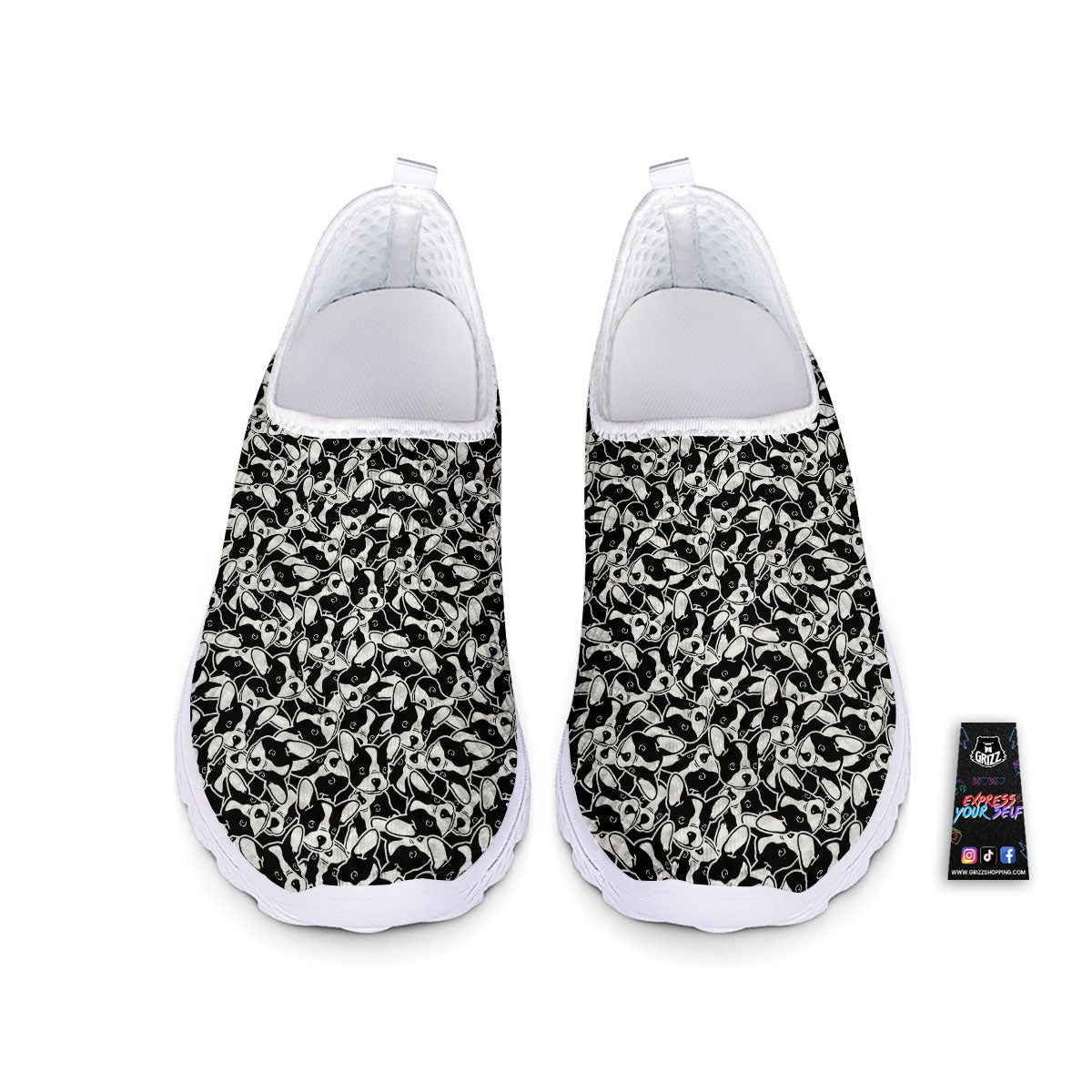 French Bulldog Faces Print Pattern Nurse Shoes-grizzshop