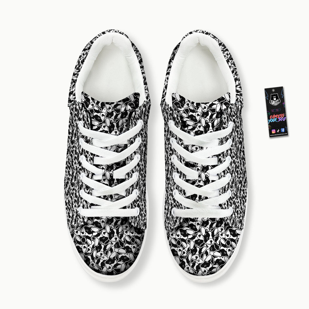 French Bulldog Faces Print Pattern Platform Shoes-grizzshop