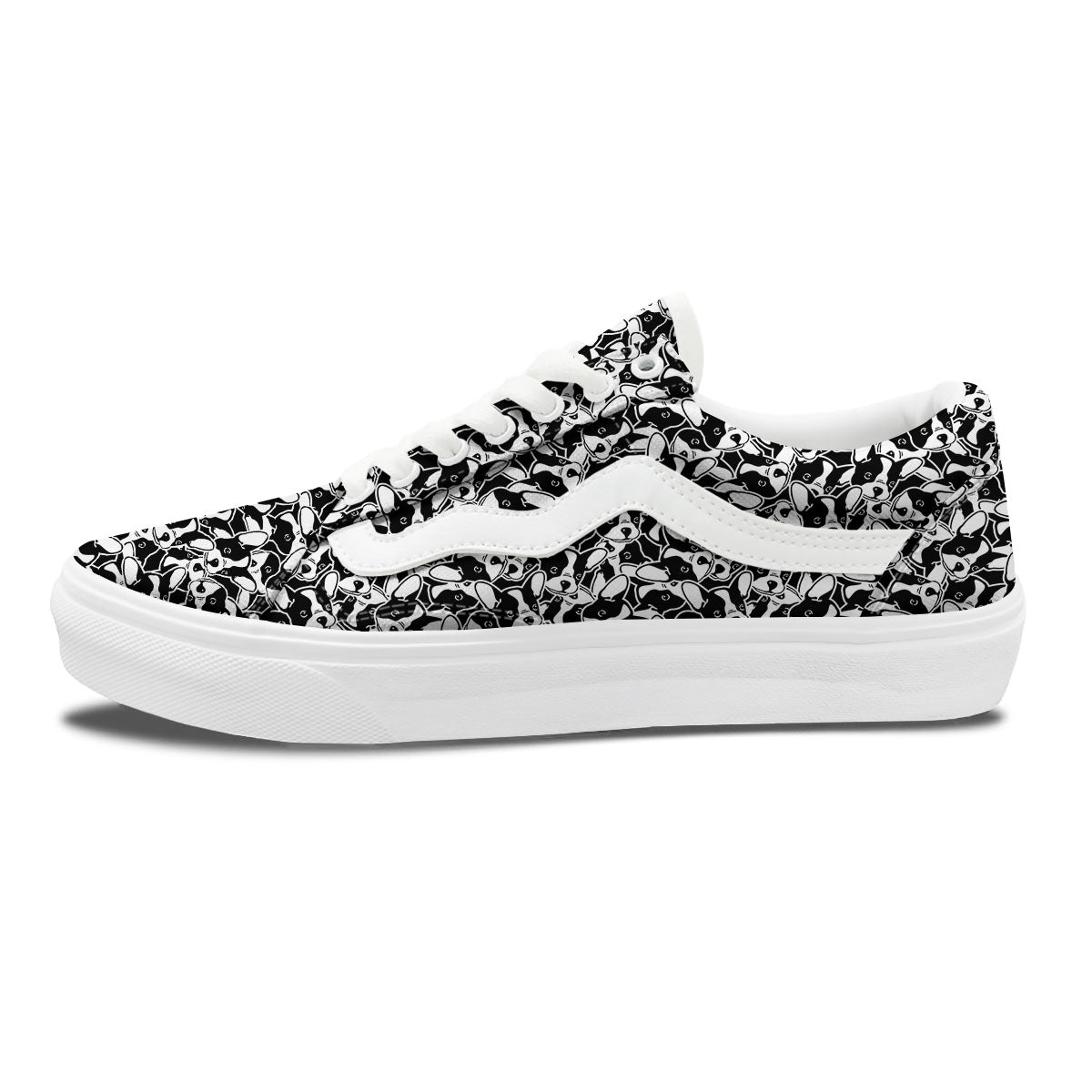 French Bulldog Faces Print Pattern Skate Shoes-grizzshop