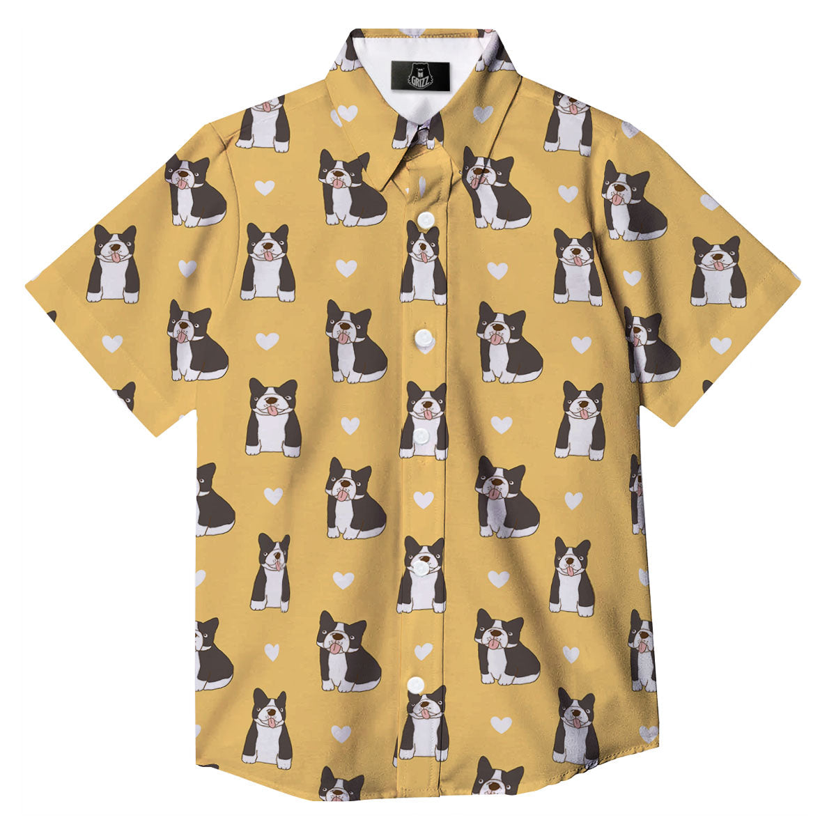 French Bulldog Lovely Print Pattern Button Up Shirt-grizzshop