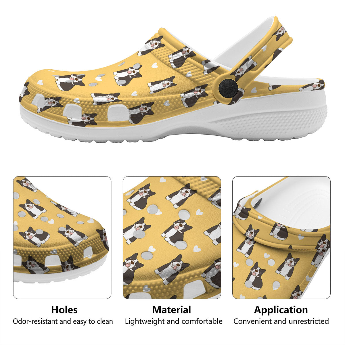 French Bulldog Lovely Print Pattern Clog-grizzshop