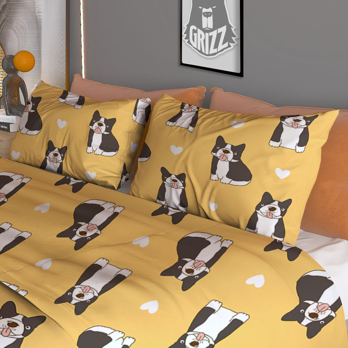 French Bulldog Lovely Print Pattern Duvet Cover Bedding Set