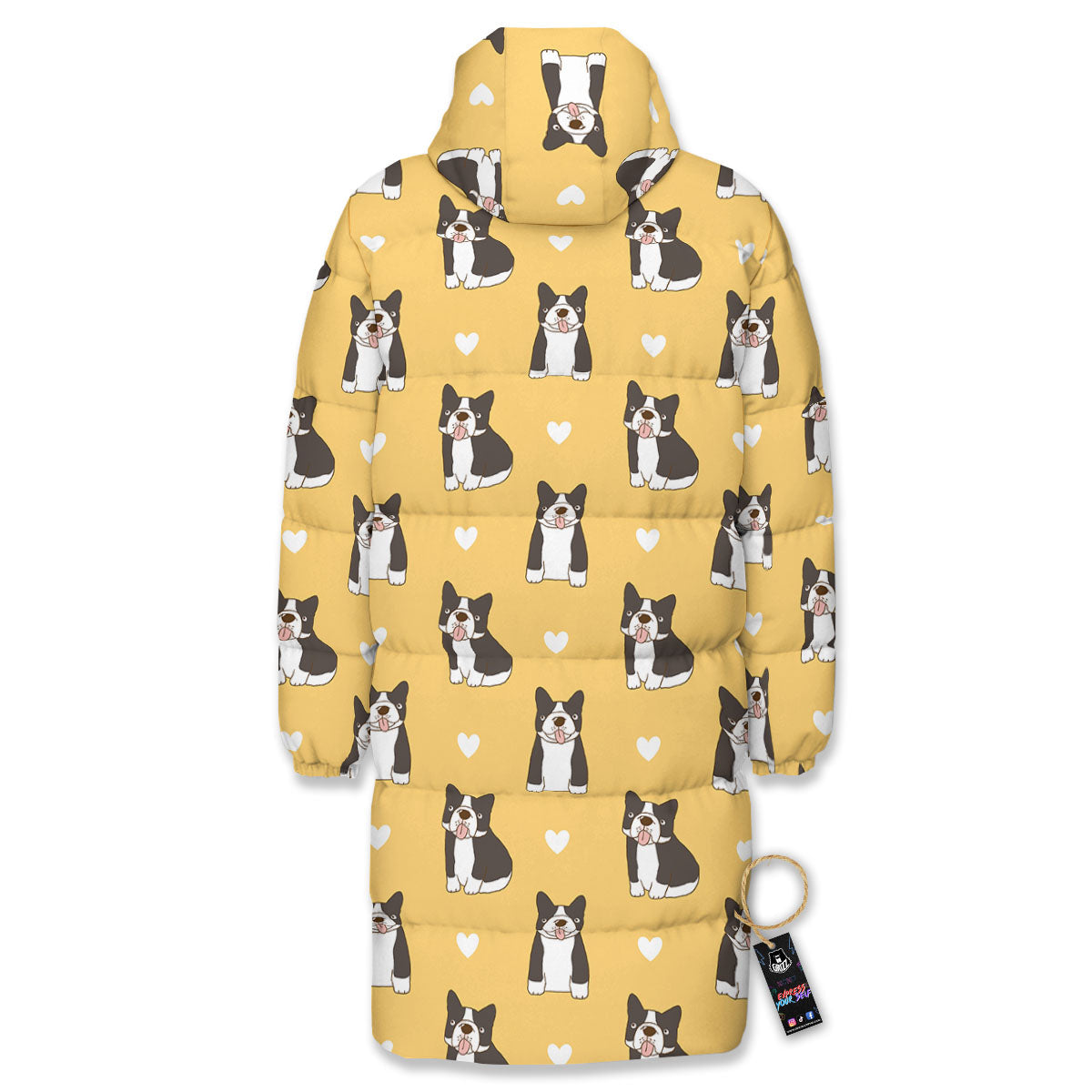 French Bulldog Lovely Print Pattern Long Down Jacket-grizzshop
