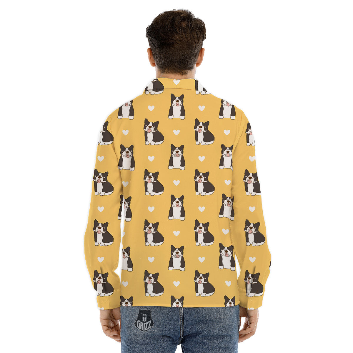 French Bulldog Lovely Print Pattern Men's Dress Shirts-grizzshop