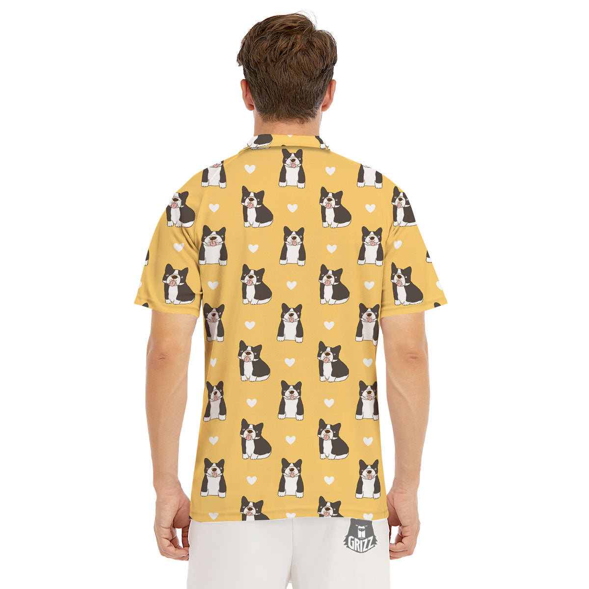 French Bulldog Lovely Print Pattern Men's Golf Shirts-grizzshop