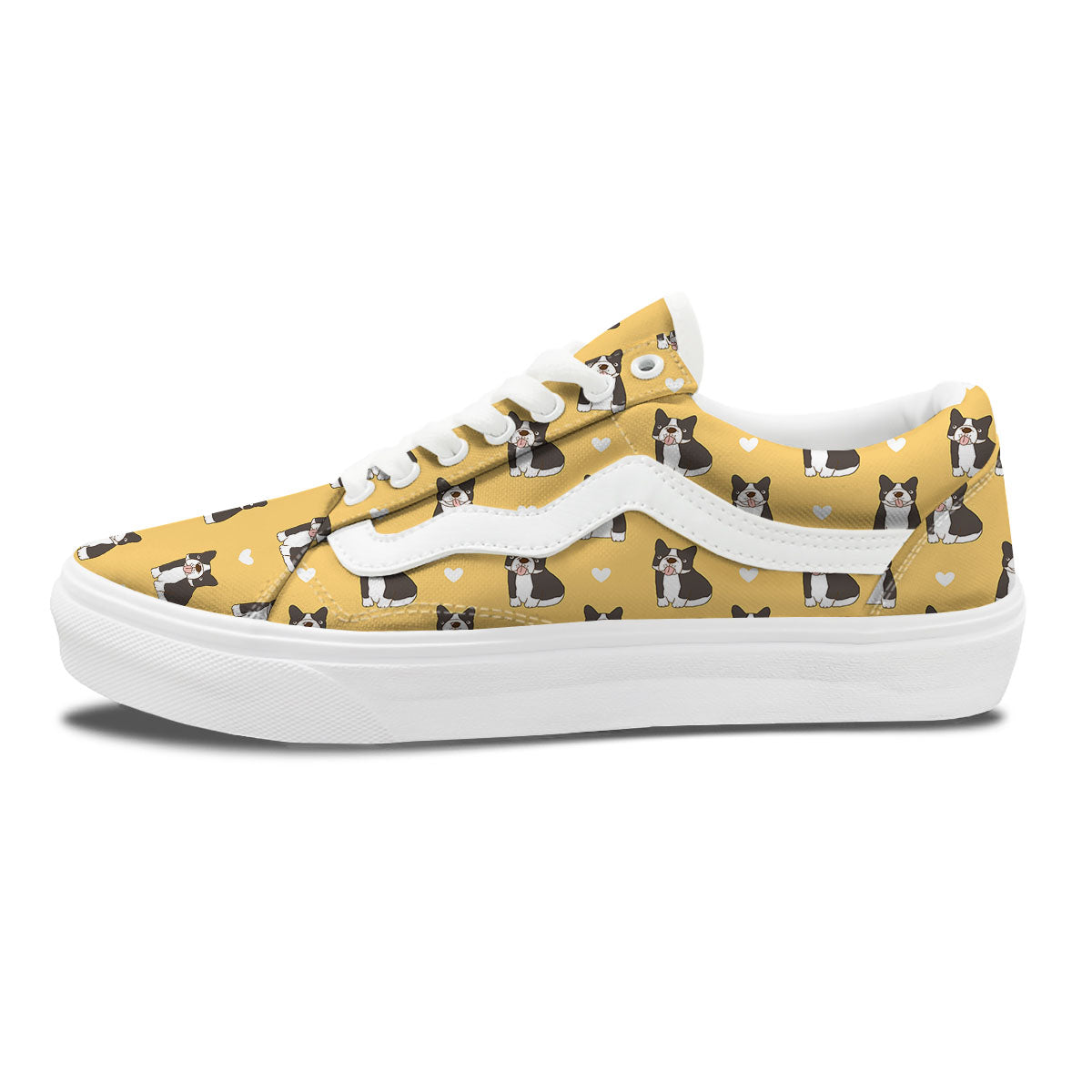 French Bulldog Lovely Print Pattern Skate Shoes-grizzshop