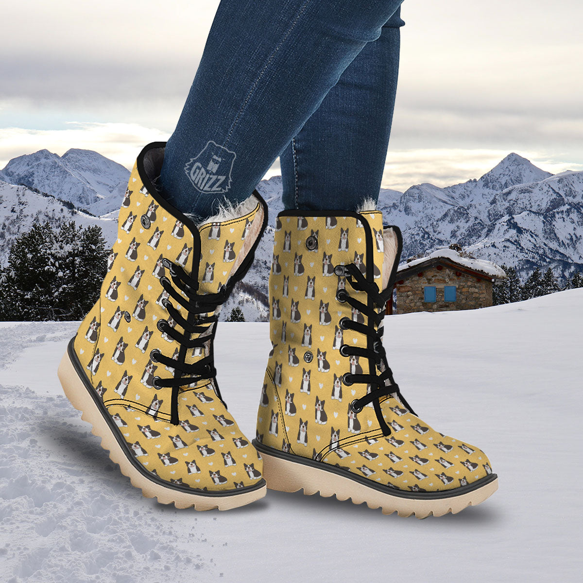 French Bulldog Lovely Print Pattern Snow Boots-grizzshop