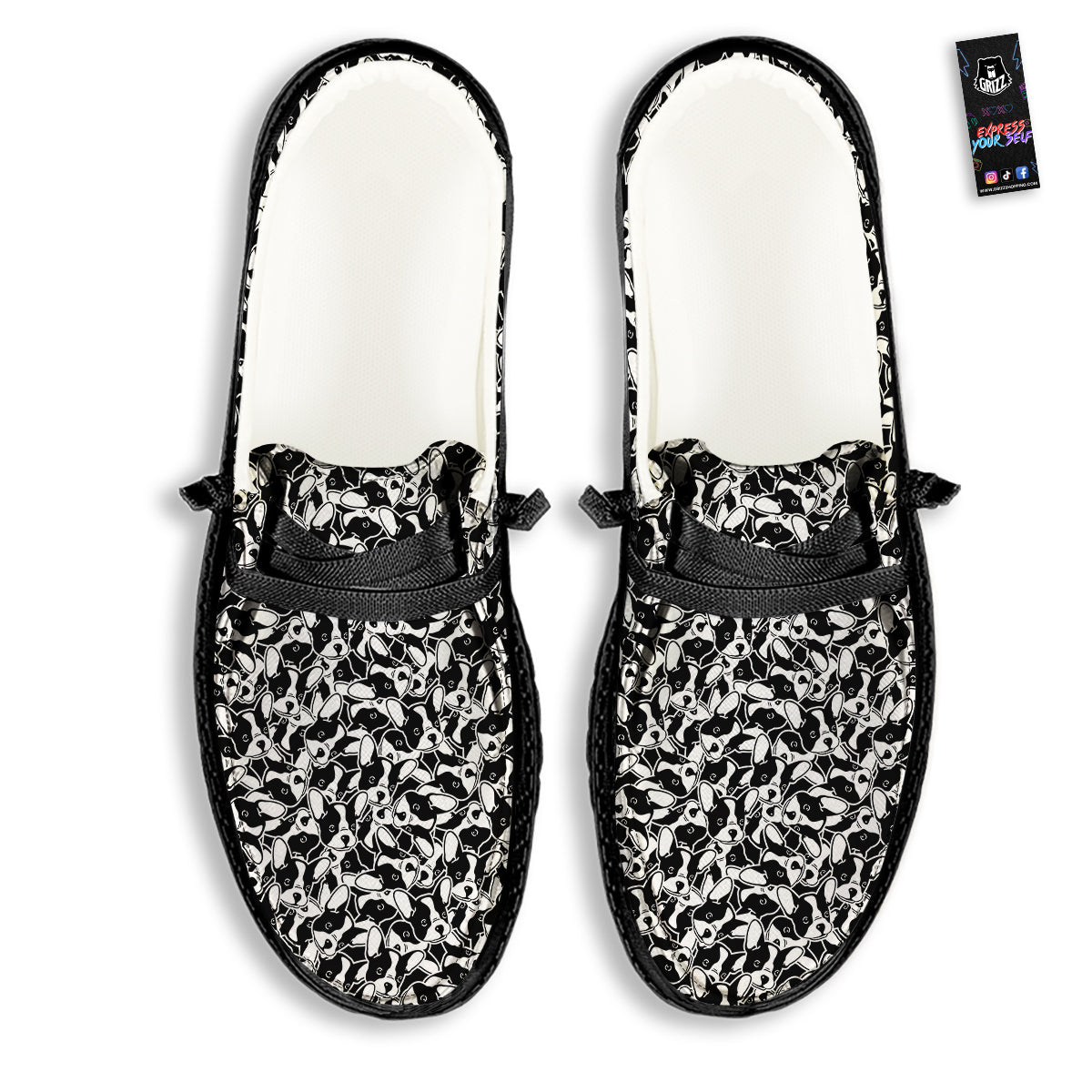 French Bulldog Puppy Cute Print Pattern Black Loafers-grizzshop