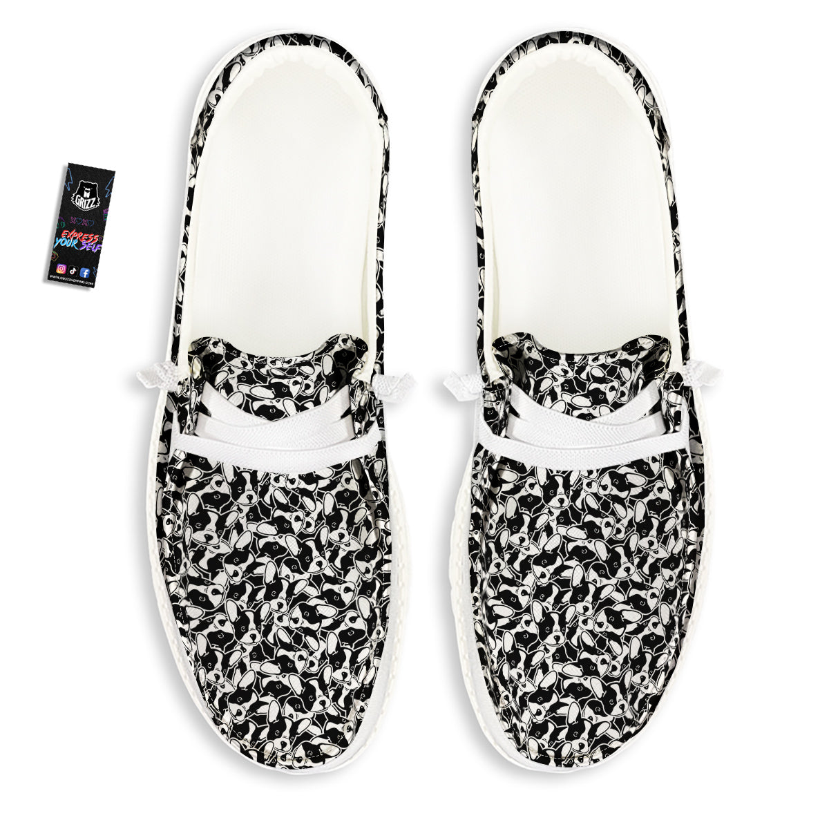 French Bulldog Puppy Cute Print Pattern White Loafers-grizzshop
