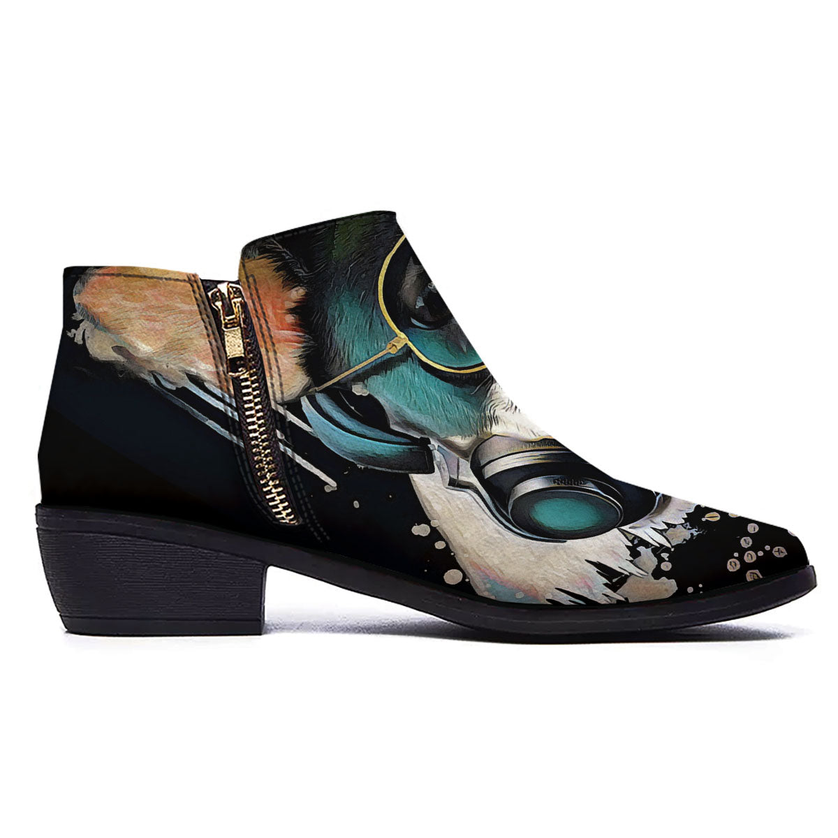 French Bulldog Puppy Watercolor Print Ankle Boots-grizzshop