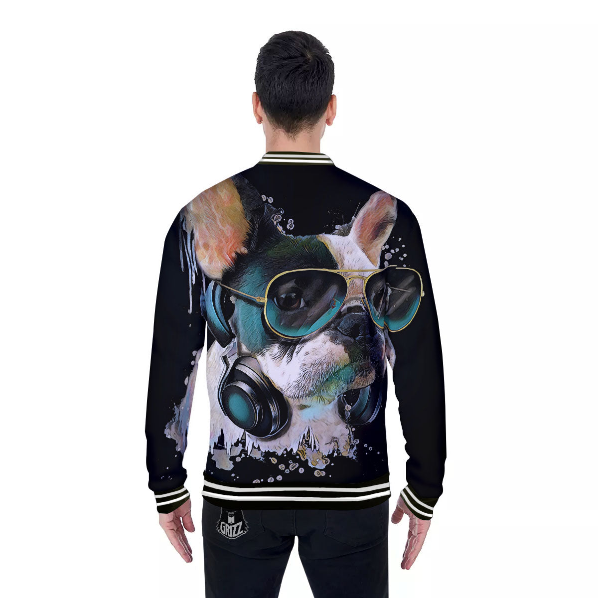 French Bulldog Puppy Watercolor Print Baseball Jacket-grizzshop