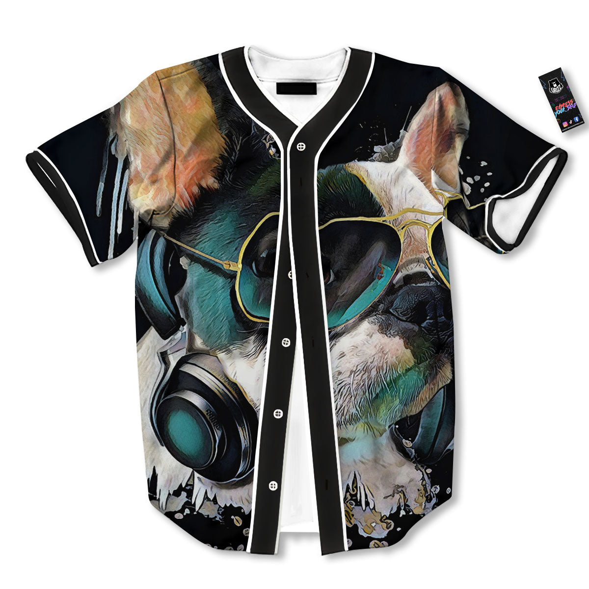 French Bulldog Puppy Watercolor Print Baseball Jersey-grizzshop