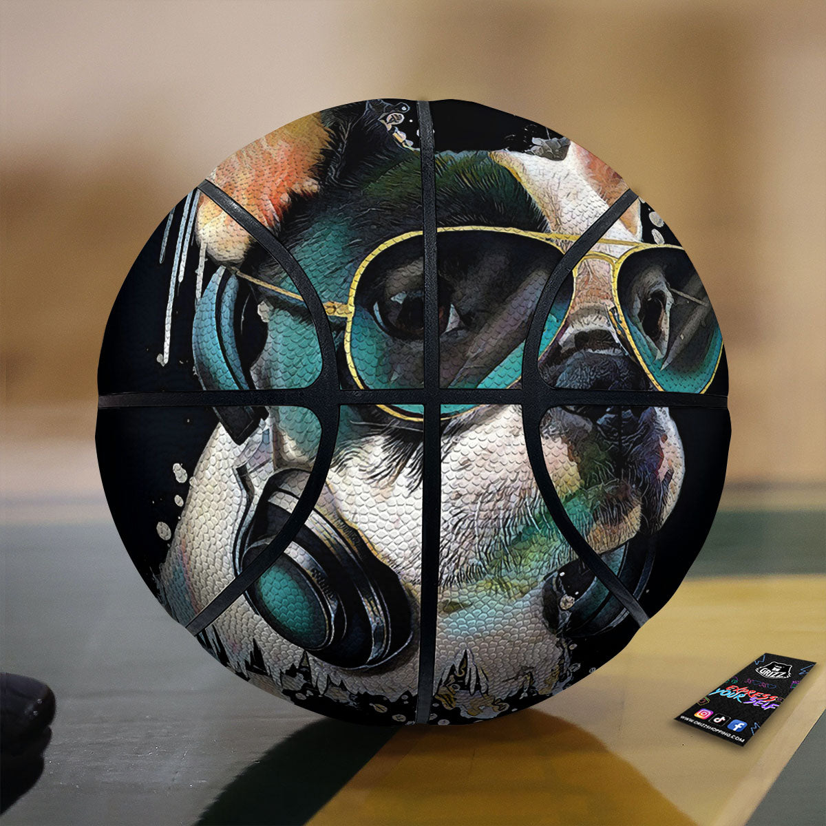 French Bulldog Puppy Watercolor Print Basketball