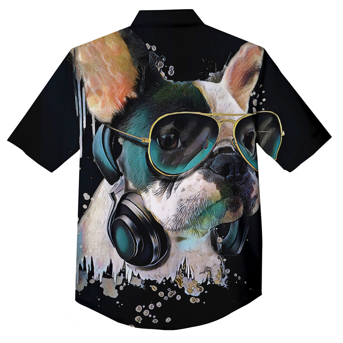 French Bulldog Puppy Watercolor Print Button Up Shirt-grizzshop