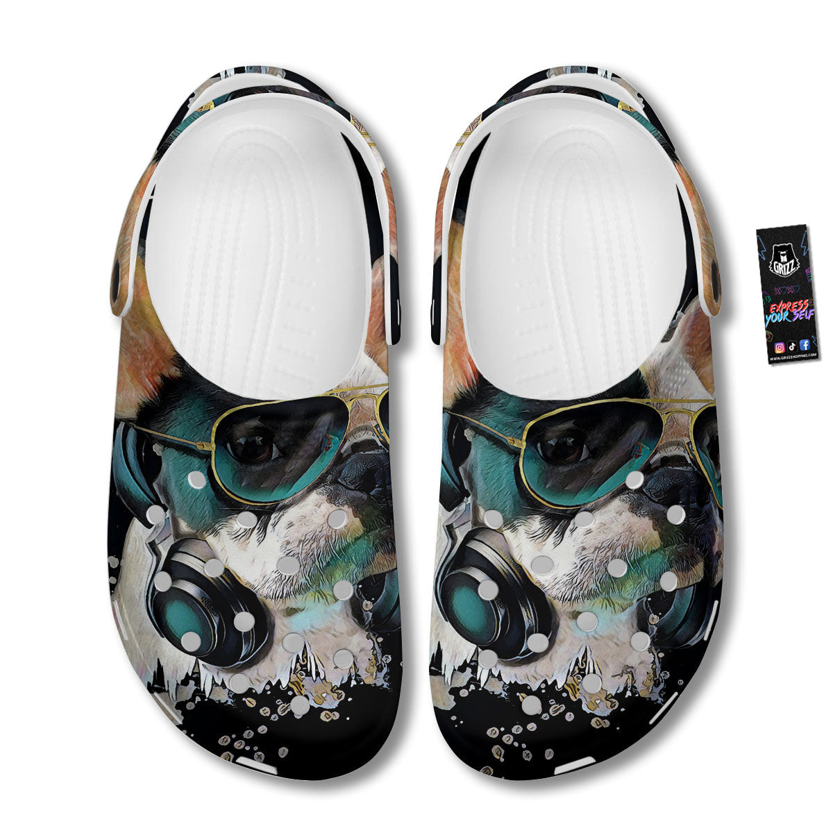 French Bulldog Puppy Watercolor Print Clog-grizzshop