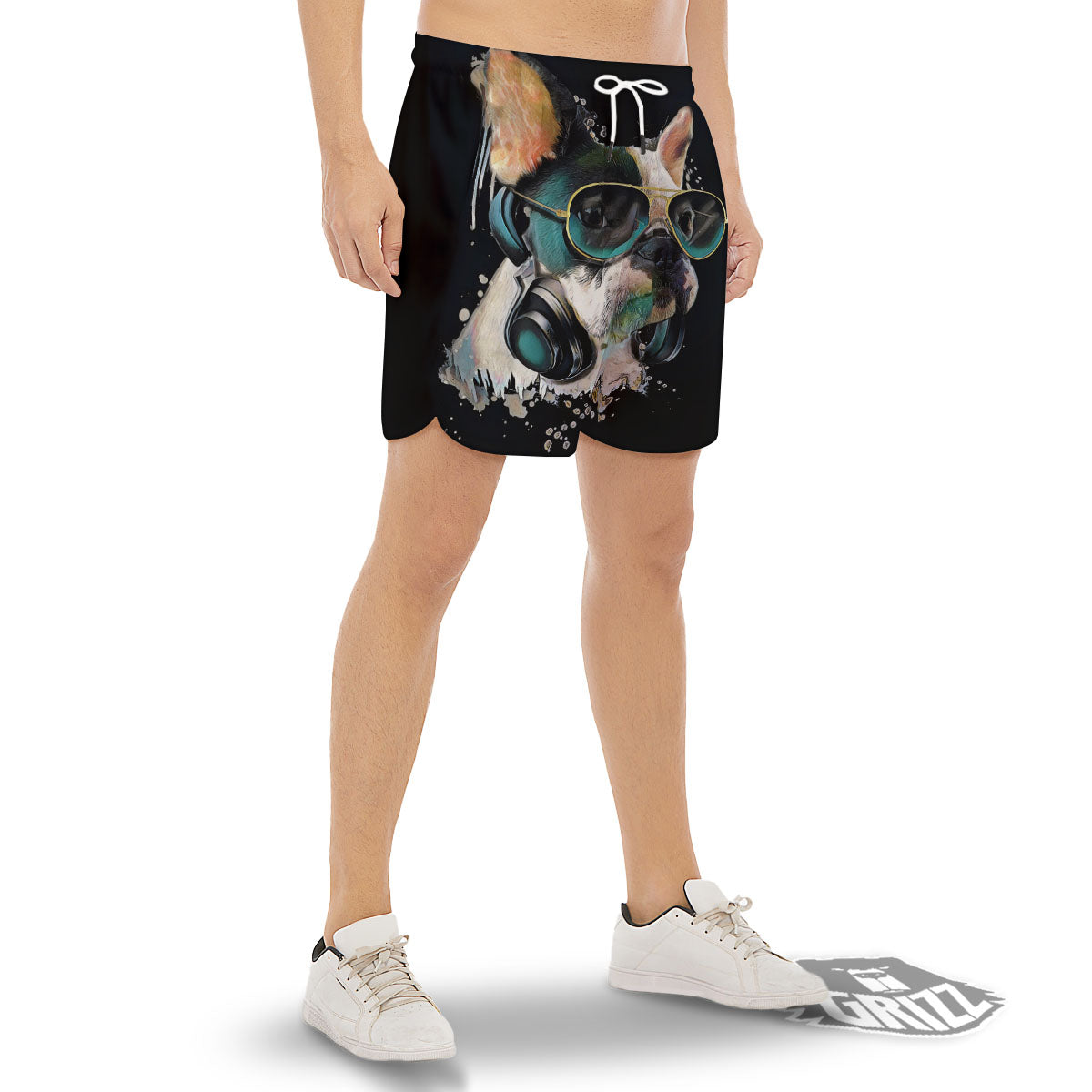French Bulldog Puppy Watercolor Print Men's Gym Shorts-grizzshop