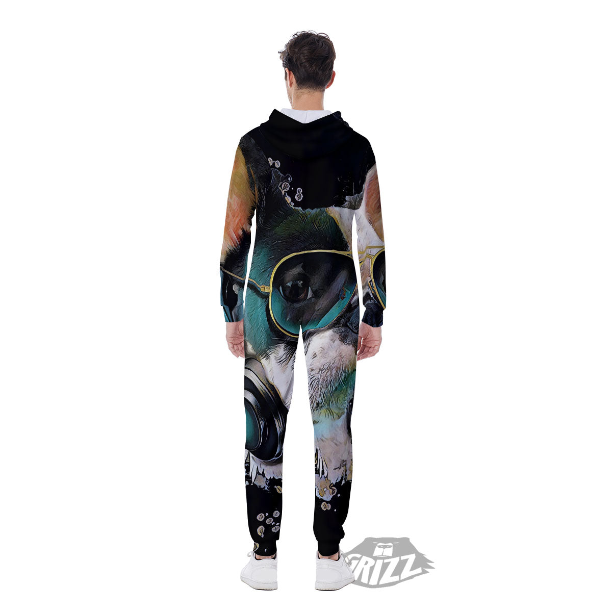 French Bulldog Puppy Watercolor Print Men's Jumpsuit-grizzshop