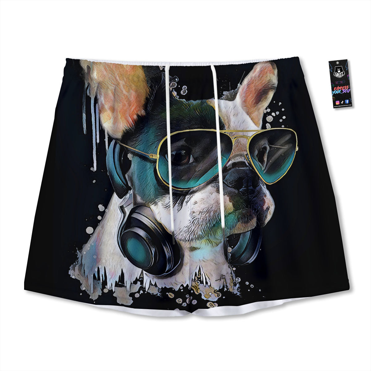 French Bulldog Puppy Watercolor Print Mesh Shorts