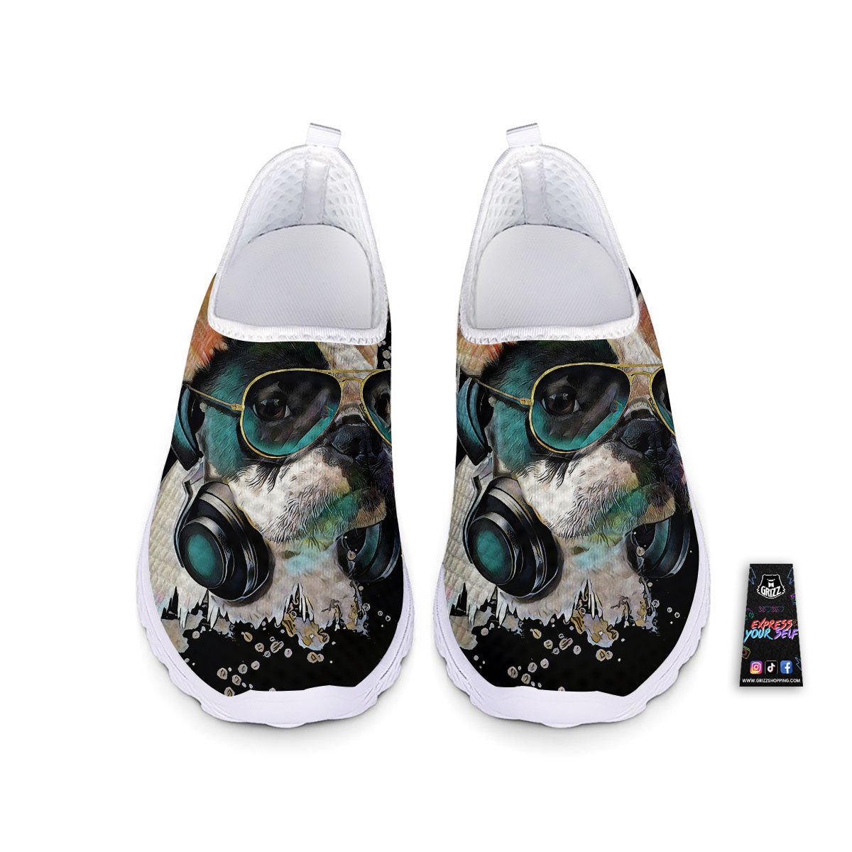 French Bulldog Puppy Watercolor Print Nurse Shoes-grizzshop