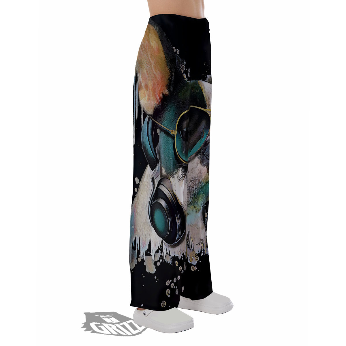 French Bulldog Puppy Watercolor Print Pajama Pants-grizzshop