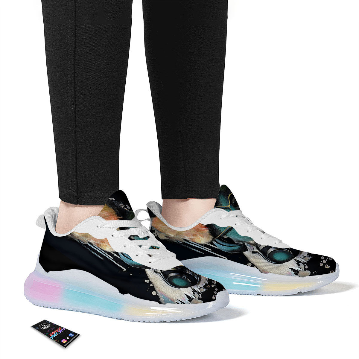 French Bulldog Puppy Watercolor Print Running Sneakers-grizzshop