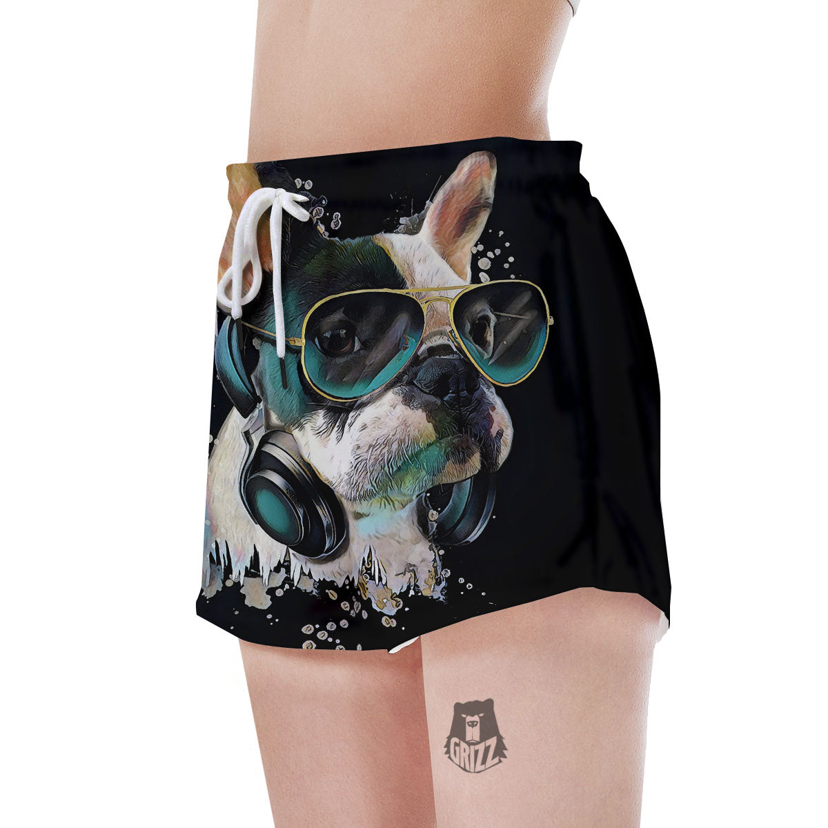 French Bulldog Puppy Watercolor Print Women's Shorts-grizzshop