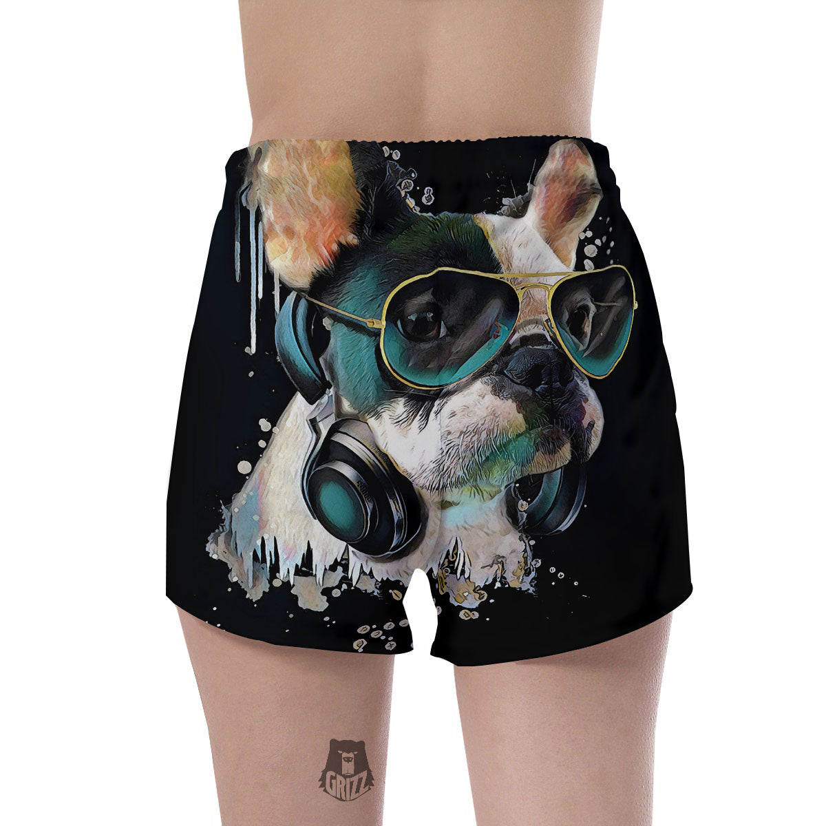 French Bulldog Puppy Watercolor Print Women's Shorts-grizzshop