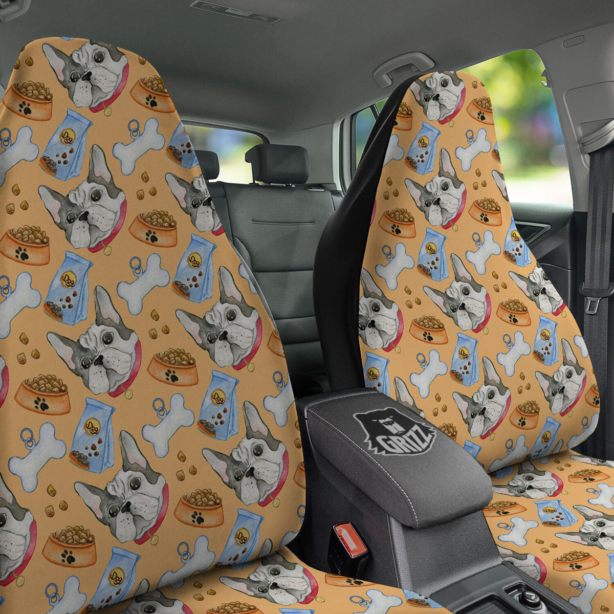 French Bulldog Watercolor Print Pattern Car Seat Covers-grizzshop