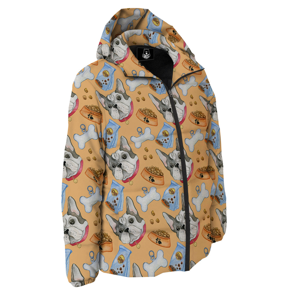 French Bulldog Watercolor Print Pattern Down Jacket-grizzshop