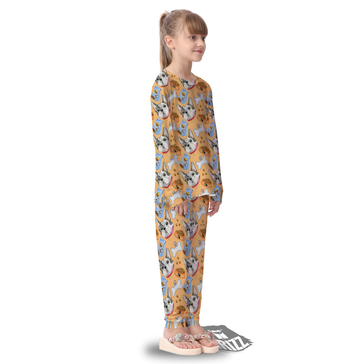 French Bulldog Watercolor Print Pattern Kid's Pajamas-grizzshop
