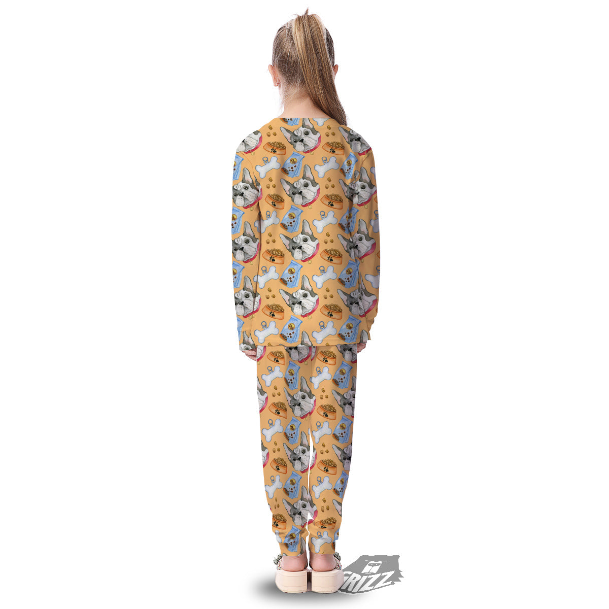 French Bulldog Watercolor Print Pattern Kid's Pajamas-grizzshop