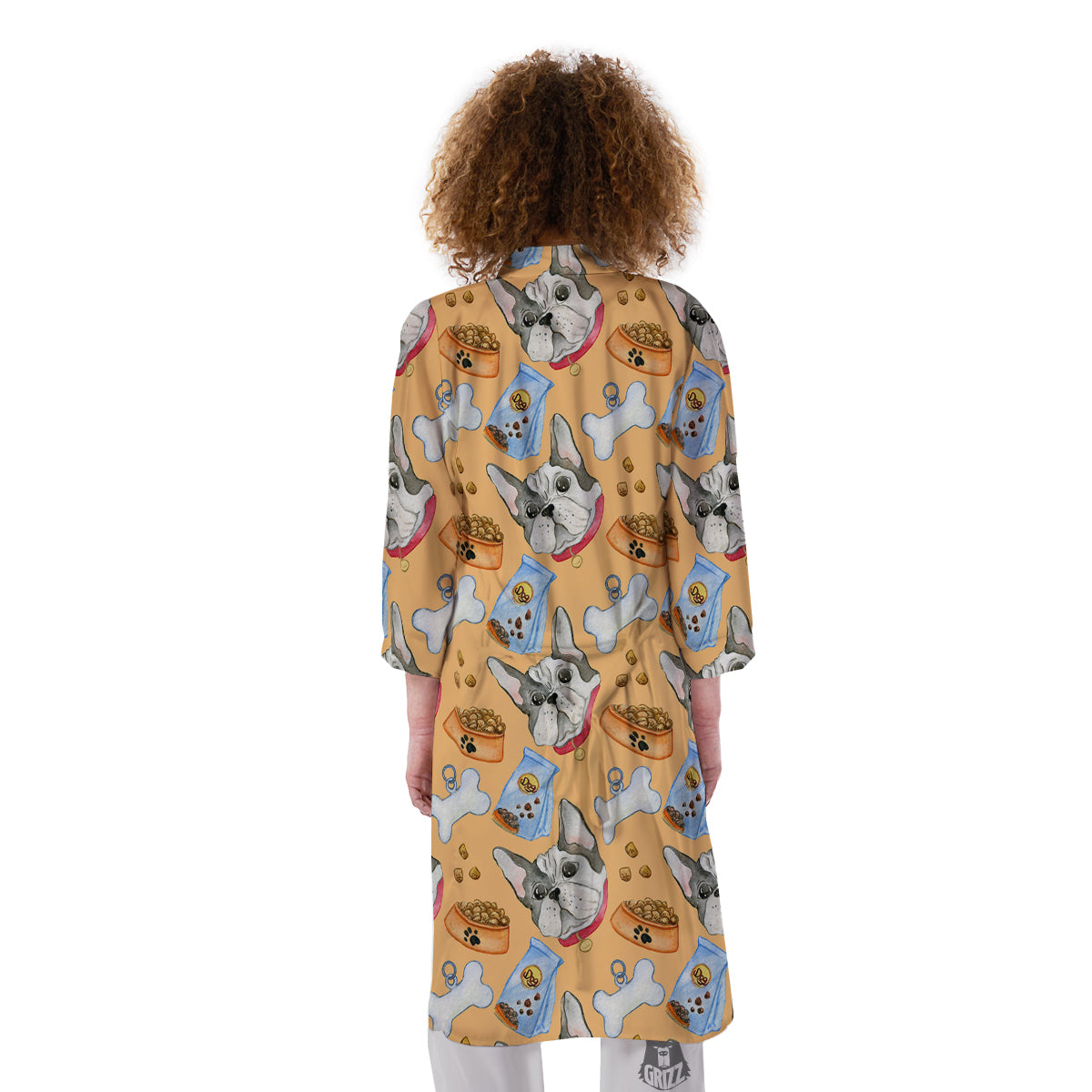French Bulldog Watercolor Print Pattern Kimono-grizzshop