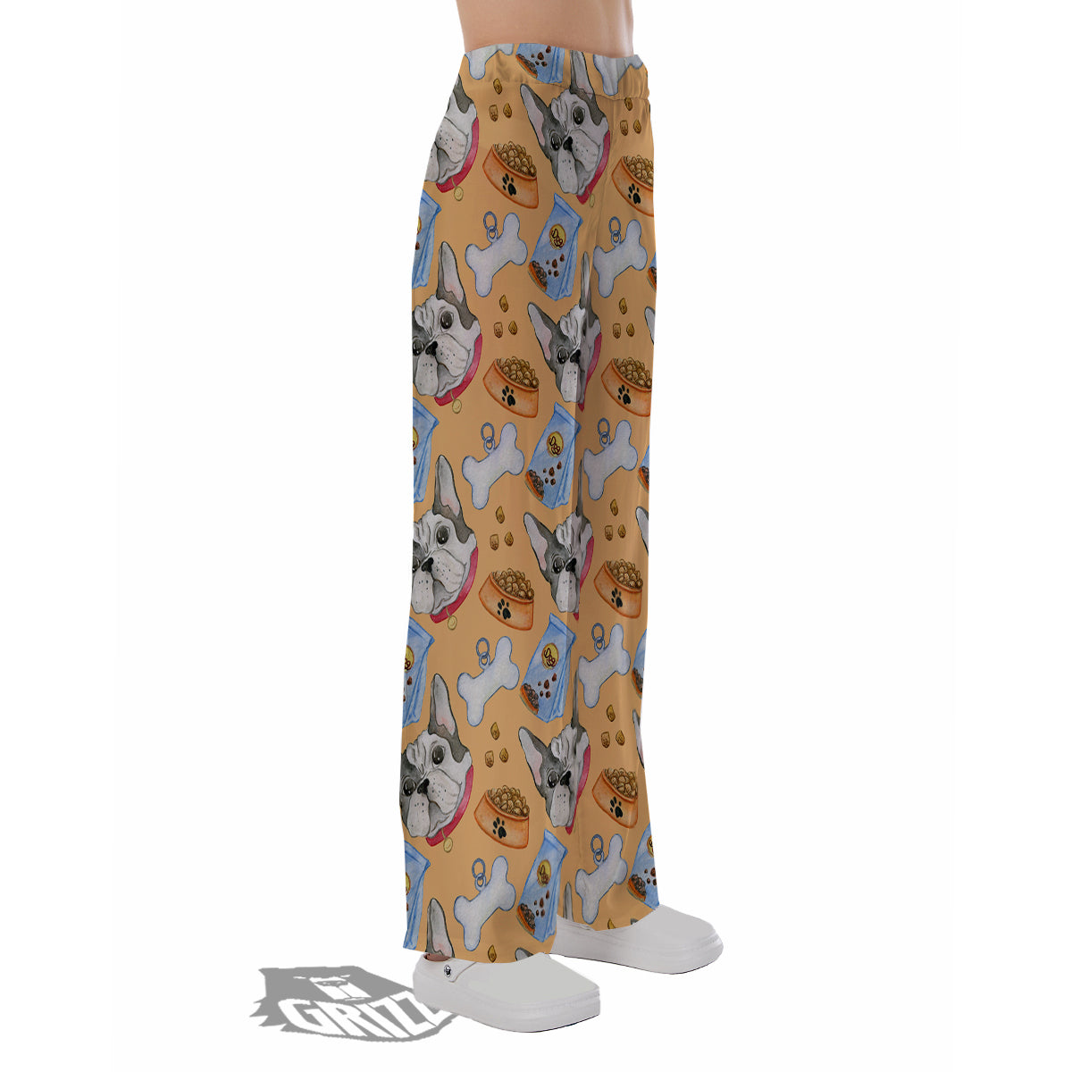 French Bulldog Watercolor Print Pattern Pajama Pants-grizzshop