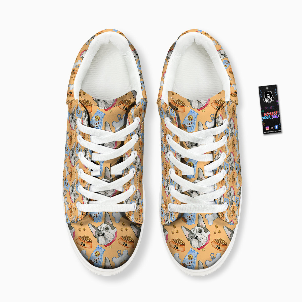 French Bulldog Watercolor Print Pattern Platform Shoes-grizzshop