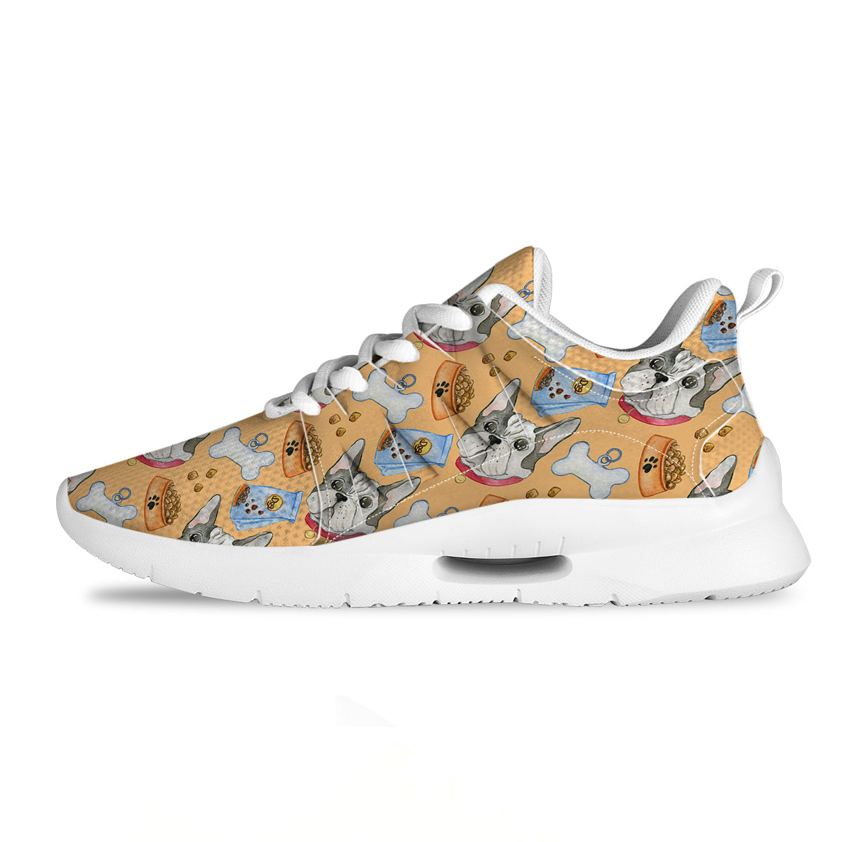 French Bulldog Watercolor Print Pattern Tennis Shoes-grizzshop