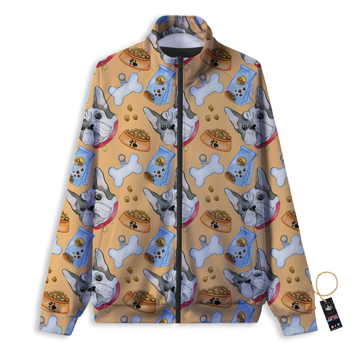 French Bulldog Watercolor Print Pattern Track Jacket-grizzshop