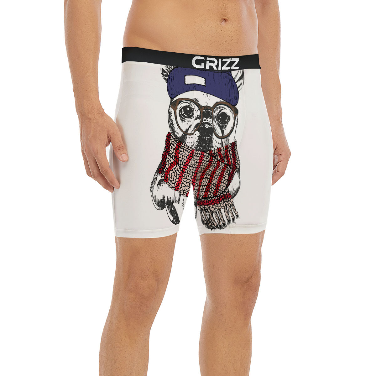 French Bulldog Wearing Glasses Print Boxer Briefs-grizzshop